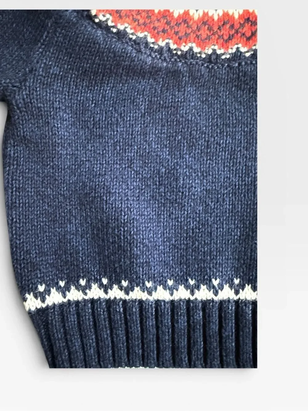 Ralph Lauren Baby Sweater Blue Nordic Fair Isle Button Shoulder 18M Cotton